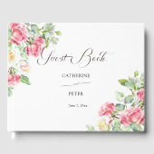 Romantic Blush Pink/Ivory Watercolor Roses Wedding Gästebuch (Vorderseite)