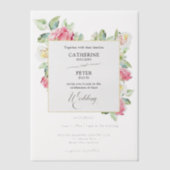 Romantic Blush Pink/Ivory Watercolor Roses Wedding Pergament Einladungen (Vorderseite)