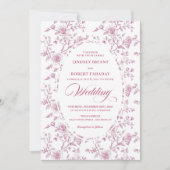 Romantic Blush Pink Rose Pattern Wedding Invites Einladung (Vorderseite)