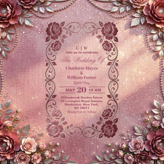 Romantic Blush Pink Rose Silver Floral Wedding  Acryleinladungen