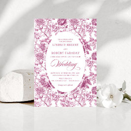 Romantic Blush Pink Toile Roses Wedding Invitation Einladung