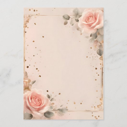 Romantic Blush Pink Watercolor Rose Wedding Einladung (Rückseite)