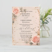 Romantic Blush Pink Watercolor Rose Wedding Einladung (Stehend Vorderseite)