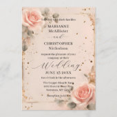Romantic Blush Pink Watercolor Rose Wedding Einladung (Vorderseite)