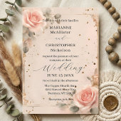 Romantic Blush Pink Watercolor Rose Wedding Einladung