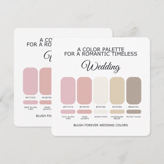 Romantic Blush Pink Wedding Color Palette Card Einladung (Vorne/Hinten)