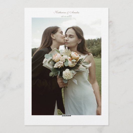 Romantic Blush Regency Lesbian Wedding Einladung (Rückseite)