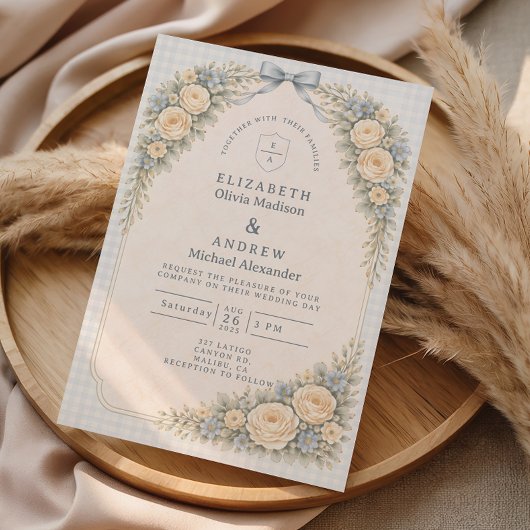 Romantic Blush Rose Arch Wedding Einladung