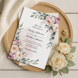 Romantic Blush Rose Garden Wedding Invitation Einladung