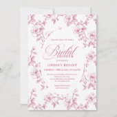 Romantic Blush Rose Pattern French Toile Bridal   Einladung (Vorderseite)