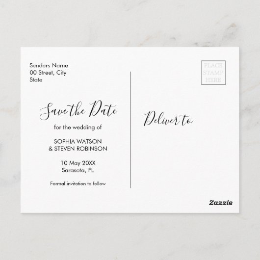 Romantic Blush Rose Wedding Postkarte (Rückseite)