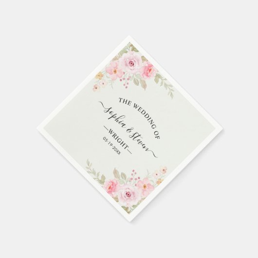 Romantic Blush Rose Wedding Serviette (Ecke)