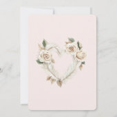 Romantic Blush Roses Feathers Floral Heart Wedding Einladung (Rückseite)