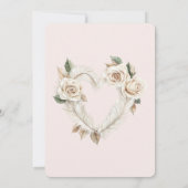 Romantic Blush Roses Feathers Heart Bridal Shower Einladung (Rückseite)