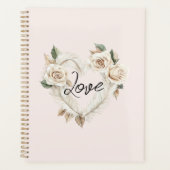 Romantic Blush Roses Feathers Heart Love Planer (Vorderseite)