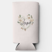 Romantic Blush Roses Feathers Heart Love Selters Dosenkühler (Vorderseite)