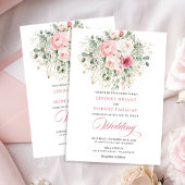 Romantic Blush Roses Greenery Gold Wedding Invite Einladung