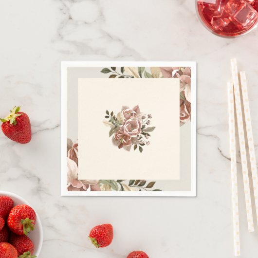 Romantic Blush Watercolor Floral Napkin Serviette (Beispiel)