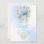 Romantic Bohemian Blue Floral Bridal Shower Invite Einladung (Vorderseite)