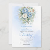 Romantic Bohemian Pastel Blue Peony Wedding Invite Einladung (Vorderseite)