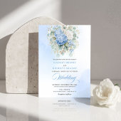 Romantic Bohemian Soft Blue Hydrangea Wedding  Einladung