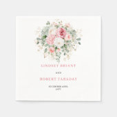 Romantic Boho Blush Floral Gold Wedding Napkins Serviette (Vorderseite)