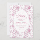 Romantic Boho Blush Pink Floral Roses Baby Shower Einladung (Vorderseite)