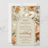 Romantic Boho Earthy Colors Ivory Sage Flower Einladung (Vorderseite)