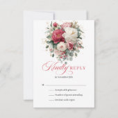 Romantic Boho Floral Red Blush RSVP Enclosure Karte (Vorderseite)