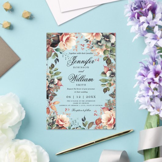 Romantic Boho Garden Floral Wedding Script Acryleinladungen (In Situ (Hochzeit))