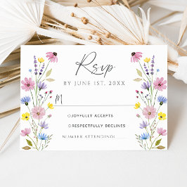 Romantic Boho Garden Wildblume Wedding RSVP Card Einladung