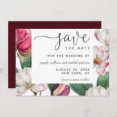 Romantic Boho Magnolia Floral Save the Date (Vorne/Hinten)