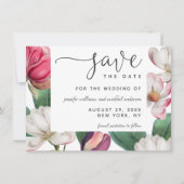 Romantic Boho Magnolia Floral Save the Date (Vorderseite)