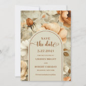 Romantic Boho Rust Ivory Floral Save The Date Einladung (Vorderseite)