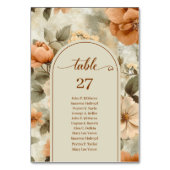 Romantic Boho Rust Ivory Olive Floral Table Number Tischnummer (Rückseite)