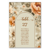 Romantic Boho Rust Ivory Olive Floral Table Number Tischnummer (Vorderseite)