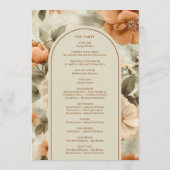 Romantic Boho Rust Ivory Olive Sage Floral Wedding Programm (Rückseite)