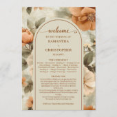 Romantic Boho Rust Ivory Olive Sage Floral Wedding Programm (Vorderseite)