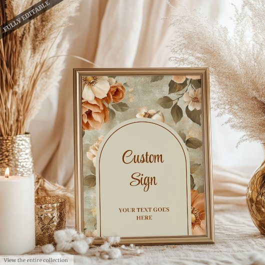 Romantic Boho Terracotta Sage Green Personalized  Poster