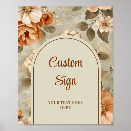 Romantic Boho Terracotta Sage Green Personalized  Poster (Vorne)