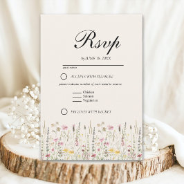 Romantic Boho Wedding with Wildflowers RSVP Karte