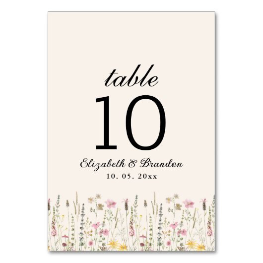 Romantic Boho Wedding with Wildflowers Tischnummer (Vorderseite)
