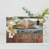 Romantic Book Lovers Wedding Thank You Card Save The Date (Stehend Vorderseite)