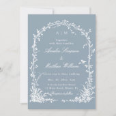 Romantic Botanical Arch Garden Dusty Blue Wedding  Einladung (Vorderseite)