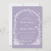Romantic Botanical Arch Garden Lavender Wedding Einladung (Vorderseite)