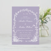Romantic Botanical Arch Garden Lavender Wedding Einladung (Stehend Vorderseite)