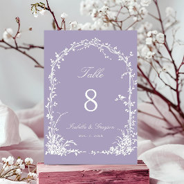 Romantic Botanical Arch Garden Lavender Wedding Tischnummer