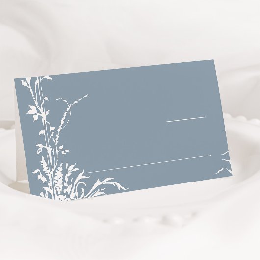 Romantic Botanical Garden Dusty Blue Wedding Platzkarte