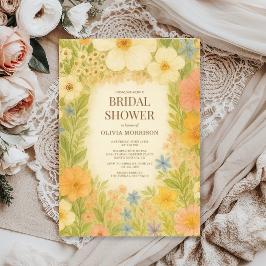 Romantic Botanical Garden Floral Bridal Shower Einladung