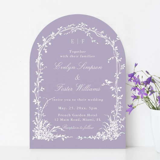 Romantic Botanical Garden Lavender Wedding Arch  Einladung